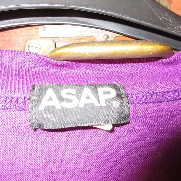 Men's XL Long Sleeve Purple Cotton T-Shirt ASAP - Picture 2 of 3